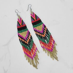 Hand Crafted Multicolor Beaded Earrings
